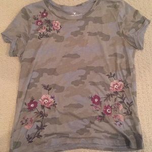 American eagle camouflaged flowered shirt